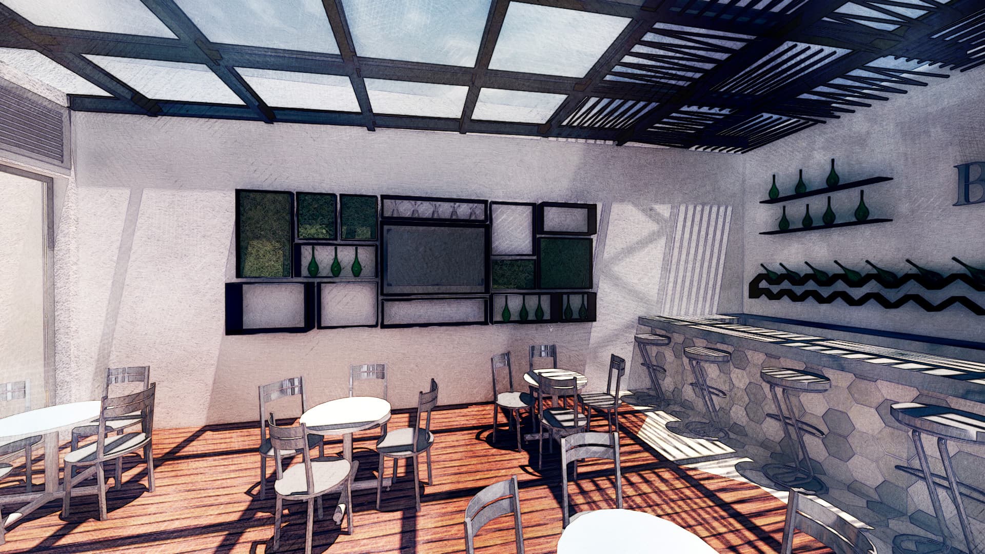 Architectural rendering of the Siracusa Bar